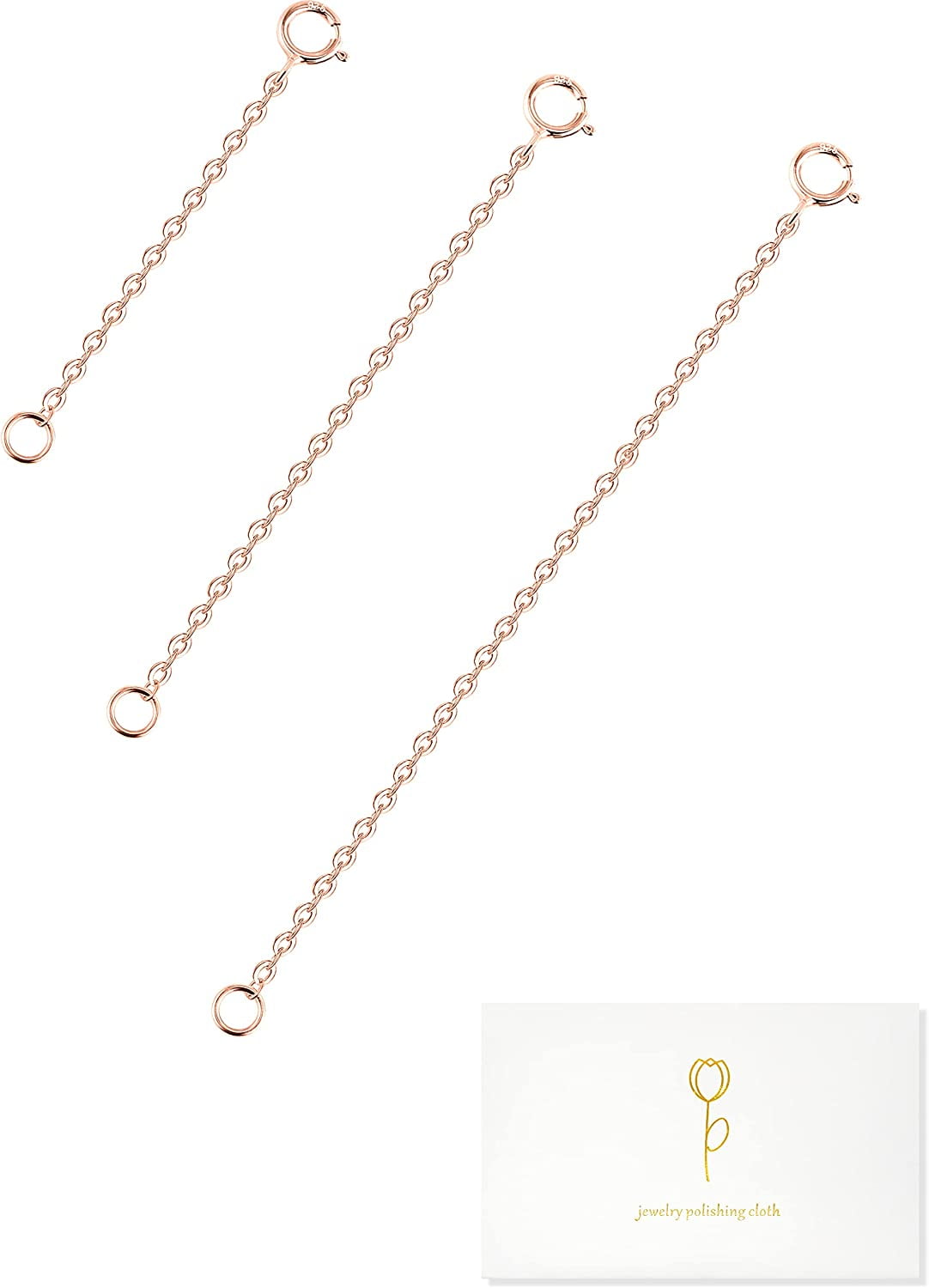 ZIEDIOP Necklace Extender Rose Gold Necklace Extenders 925 Sterling Silver Extenders for Necklaces Rose Gold Chain Extender for Women Bracelet Extender Rose Gold Necklace Extension 2inch 3inch 4inch