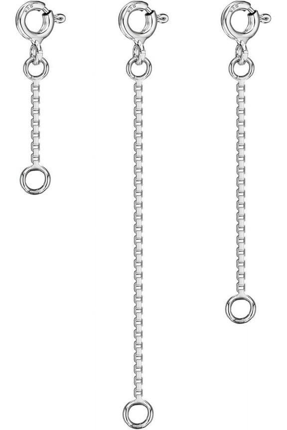Necklace Extender White Gold Chain Extender 925 Sterling Silver Necklace Bracelet Anklet Extenders Chain Extension for Jewelry Making (1 2 3 inch)