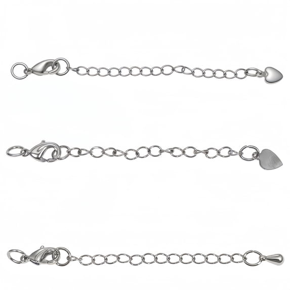 Necklace Extender White Gold Plated Solid Brass Necklace Bracelet Extenders Extension Chains for Neckalces 3Pcs