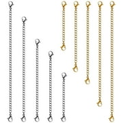 FORTIOO Necklace Extenders, 15 Pcs Stainless Steel Gold Silver Necklace Bracelet Anklet Extension Chains with Lobster Clasps and Closures for Jewelry Making