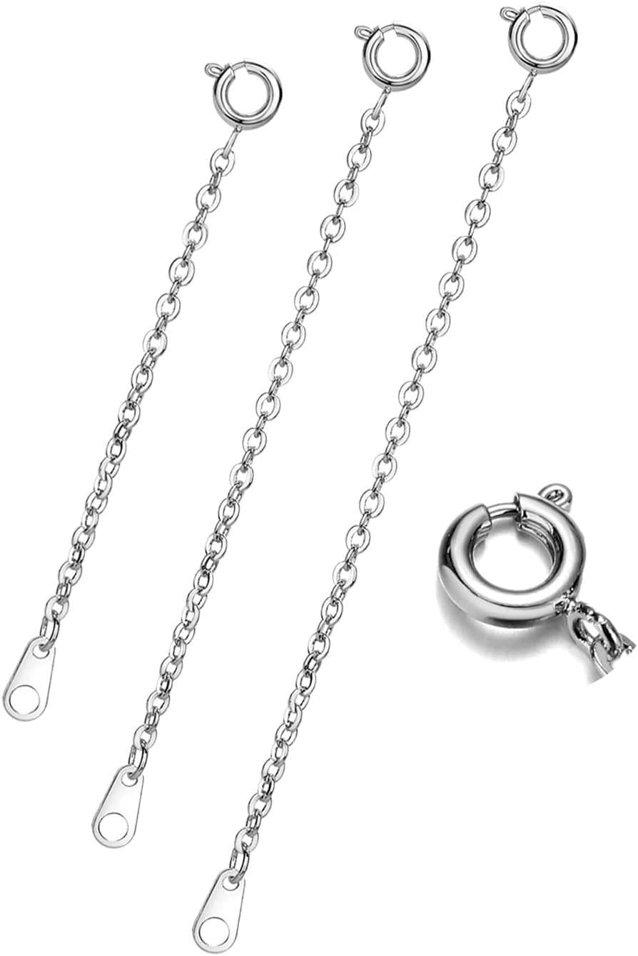  JIACHARMED Bracelet Extenders, Silver Necklace Extenders  Delicate 1,2,3 Inches Necklace Extension Chain Set for Necklaces Choker  Bracelet Anklet, 2mm Width Chain Extender : Clothing, Shoes & Jewelry