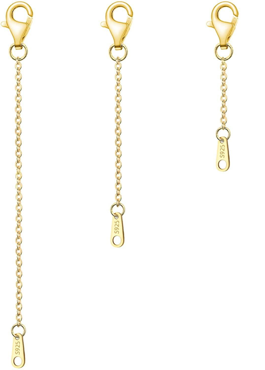 VANBARIS 925 Sterling Silver Necklace Extender Sterling Silver Necklace Chain Extenders For Women Chain Bracelet Anklet Jewelry Extension For Necklaces 3 Piece Set 2 3 4 Inches
