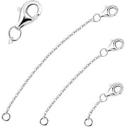 JESOT Necklace Extension,Sterling Silver Necklace Bracelet Anklet Extender Lobster Clasp in White Gold Plated for Women