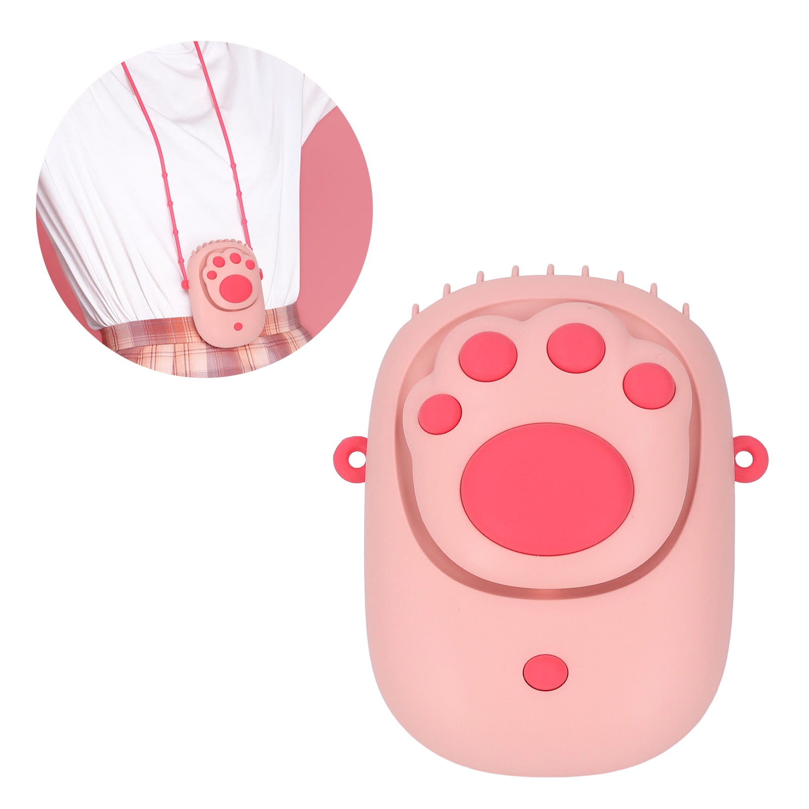 Necklace Fan, Rechargeable Fan Cat Paw Shape Mini Hanging Neck Fan