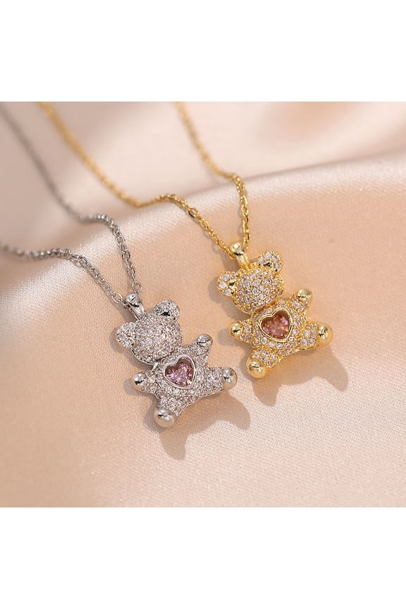 Necklace Female Bear Necklace Love Heart