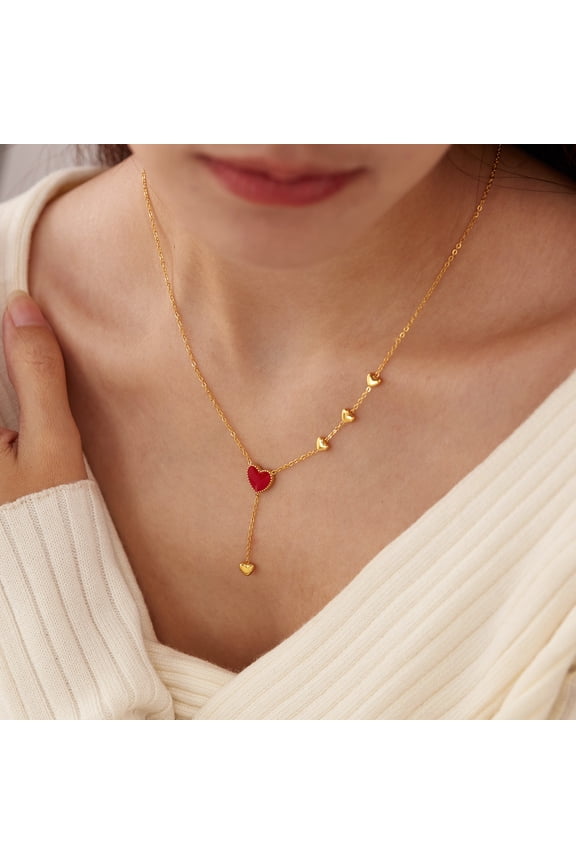 Necklace Female Niche Design Red Dripping Heart