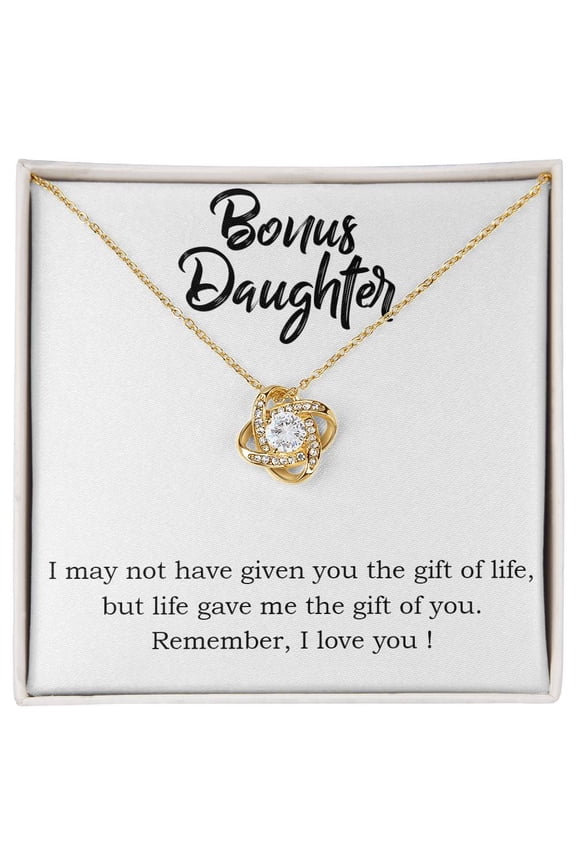 Necklace For Daughter Beautiful Necklace, A Heartfelt Keepsake From Mom, Dad, Grandparents, Message Card and Box, Gold Love Knot Necklace
