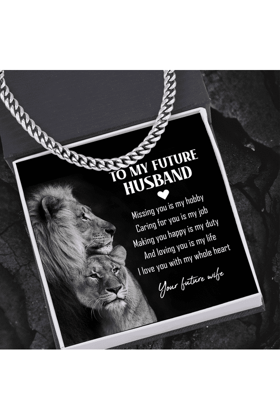 Necklace Gift For Him, Birthday Gift, Aniversary Gift - Family - To My Future Husband - I Love You With My Whole Heart