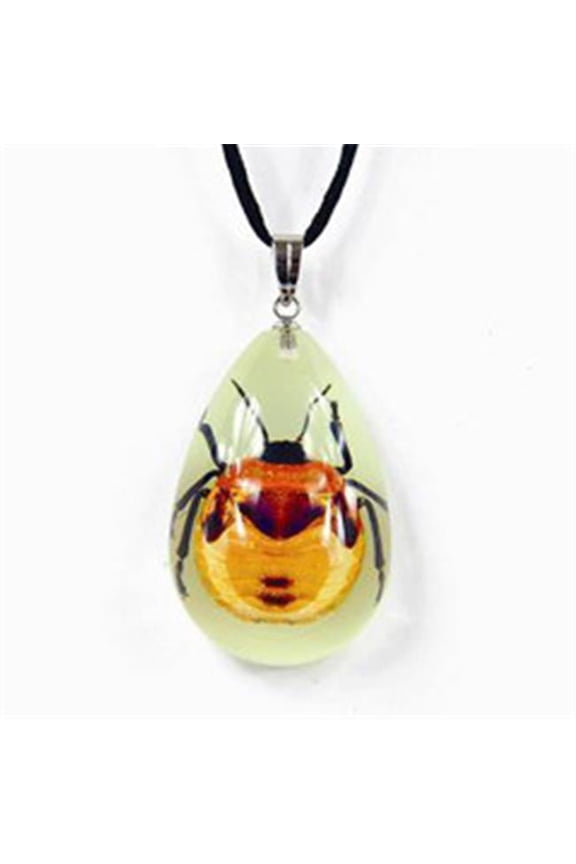 Necklace  Glow in the Dark  teardrop shape  Red Bug