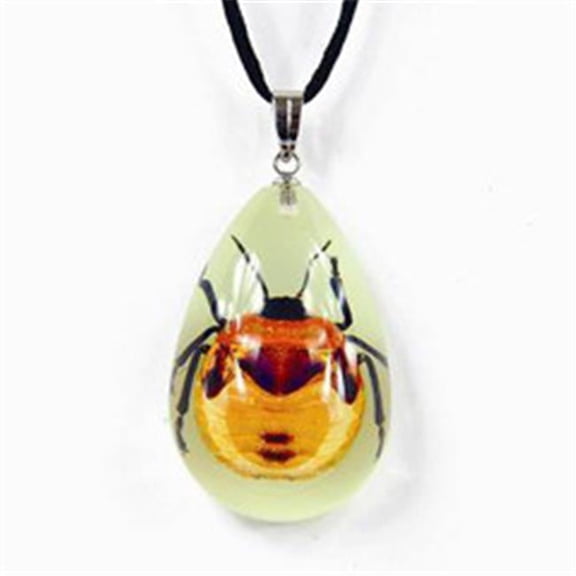 Necklace Glow in the Dark teardrop shape Red Bug