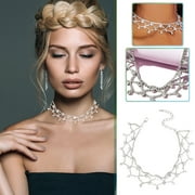 Necklace Gnobogi Gift for Her, Diamond Mesh Necklace Super Flash Multilayer Rhinestone Necklace on Clearance