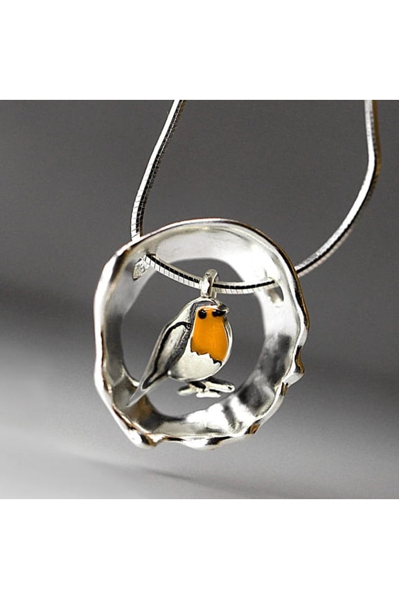 Necklace, Handmade Sand Robin Branch Necklace, Bird Jewelry, Animal Jewelry, Animal Lover Gift, Gift For Her