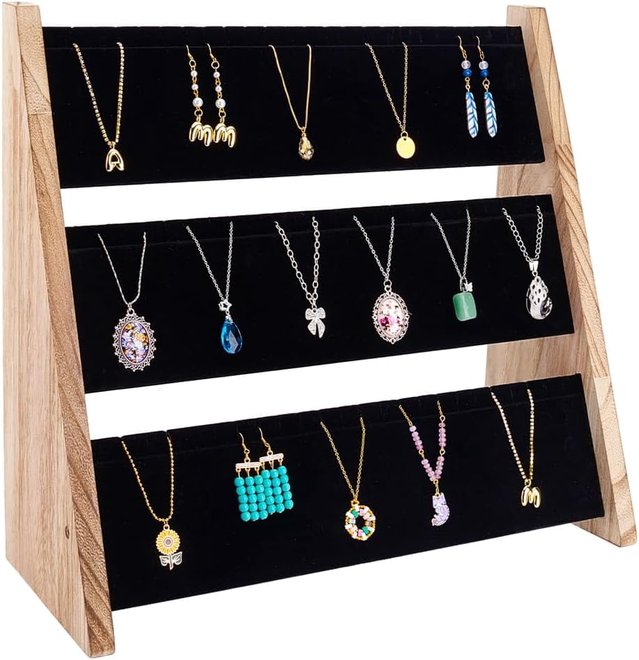 Velvet-Lined Metal Necklace Display Stand - Foldable Pendant Holder For Jewelry Organization & Shows (Pink) - View #5