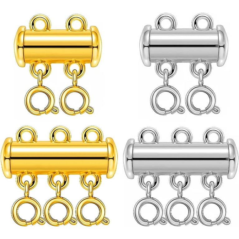 Slide Clasp Lock Necklace Layering Clasp 3 Layered Necklace Clasps Jewelry Bracelet Connectors Necklace Spacer Clasp for Bracelet, Girl's, Size: 0.9