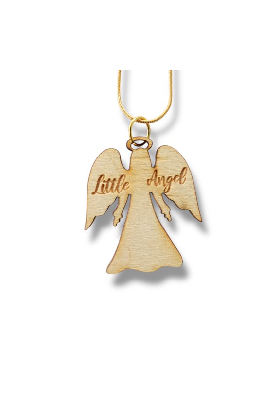 Necklace - Little Angel - Key of Life Snake and Cable Link chains - Birch Wood