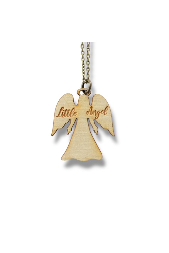 Necklace - Little Angel - Key of Life Snake and Cable Link chains - Birch Wood