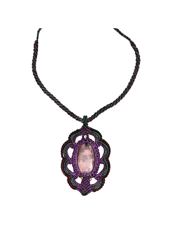 Necklace Macrame Agate Handmade Pendant necklace Natural Thread choker jewelry