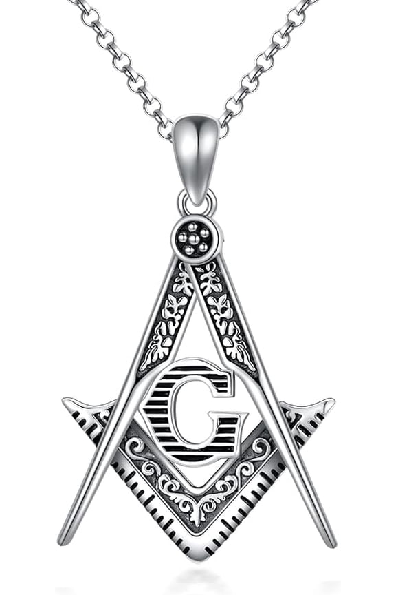 Necklace for Men 925 Sterling Silver Masonic/Memento Mori/Skull/Allah/Viking/Thor's Hammer/Trident/Aztec/Anchor Freemason Pendant Jewelry Masonic Gifts for Men