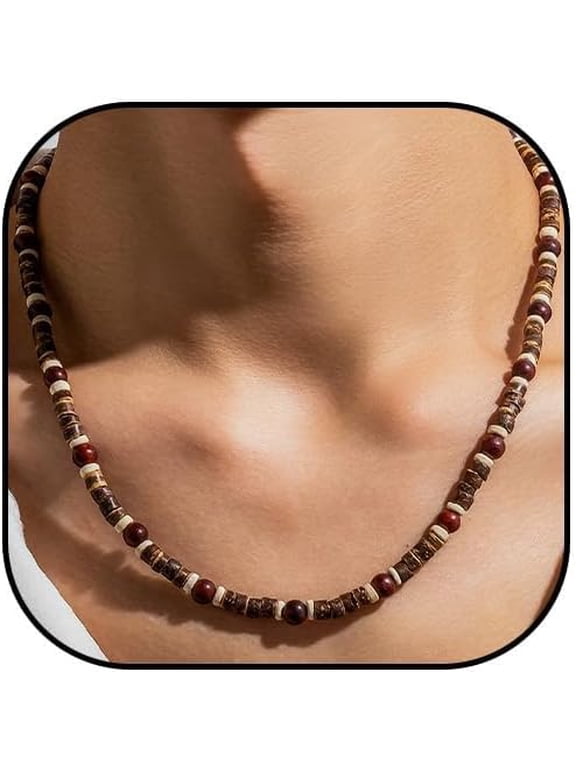 Necklace for Men Puka Shell Necklace Men Summer Surfer Necklaces Beaded Choker Beach Essentials Holiday Jewelry for Vacation Summer Outfits for Man Son Husband