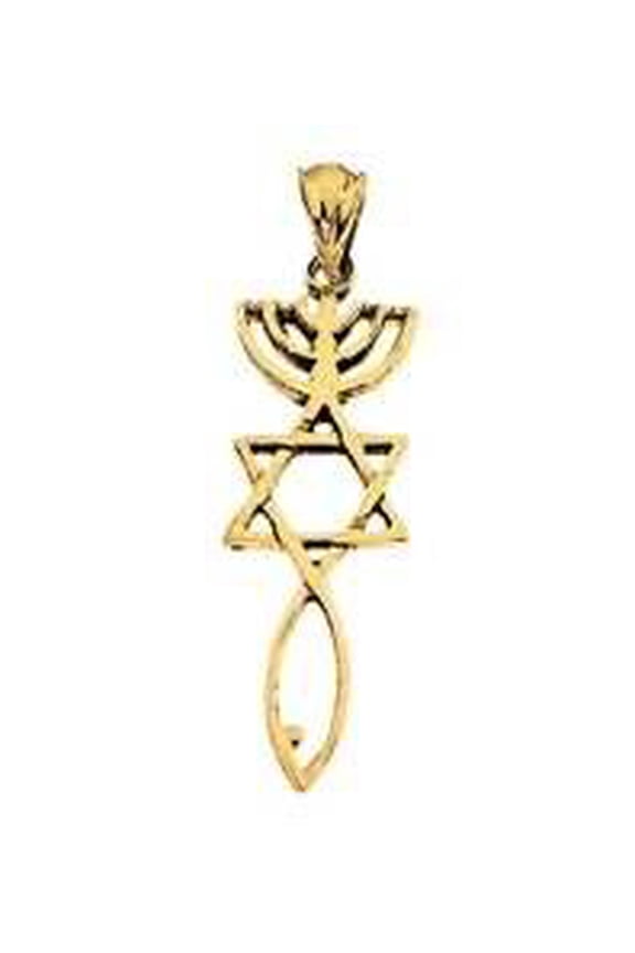 Necklace-Messianic Seal Roots Symbol (Gold Plated)-20" Chain