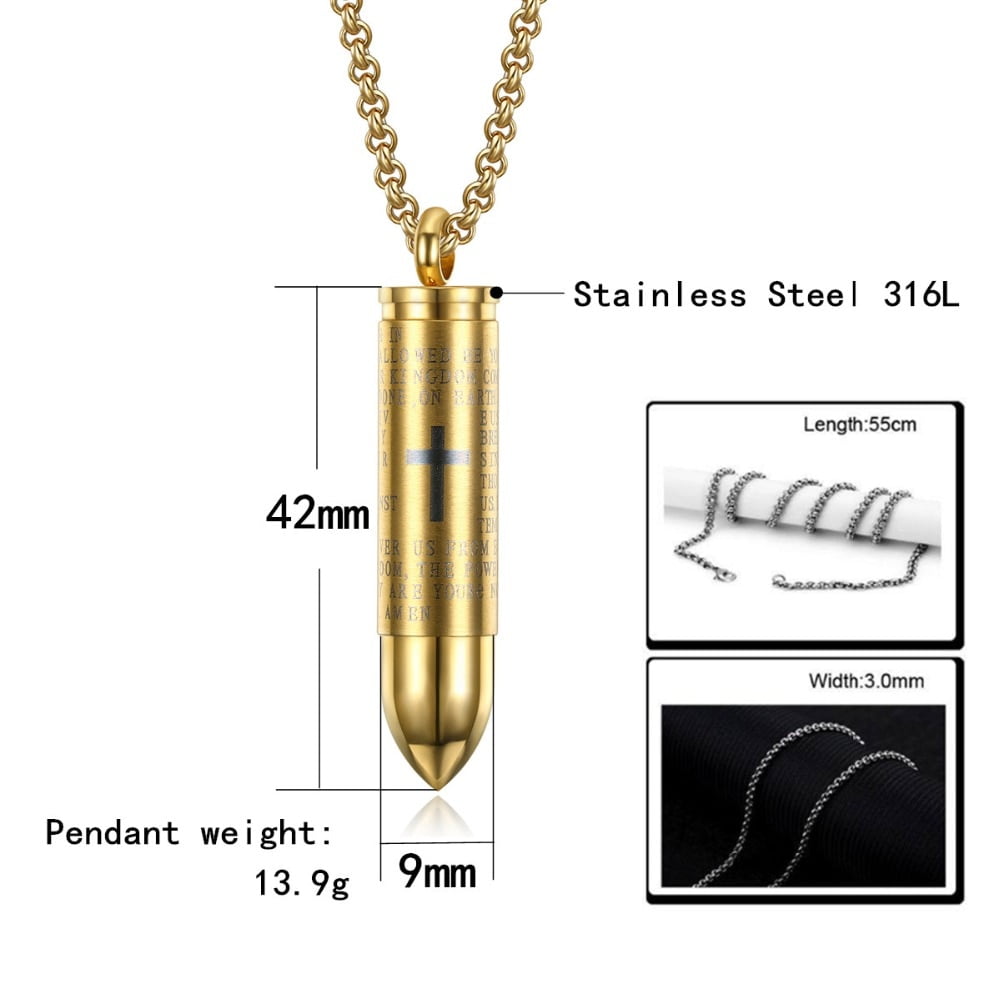 Necklace Perfume Bottle Necklace Wholesale Men's Pendant Stainless Steel  Bullet Necklace 