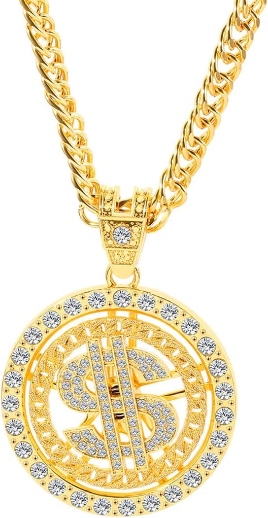 Necklace,Rotatable Rapper Alloy Zircon Necklace, Standard Configuration For Men And Women,Hip-Hop Men's Necklace Trendsetter Accessories, Punk Fashion Trend Gifts,