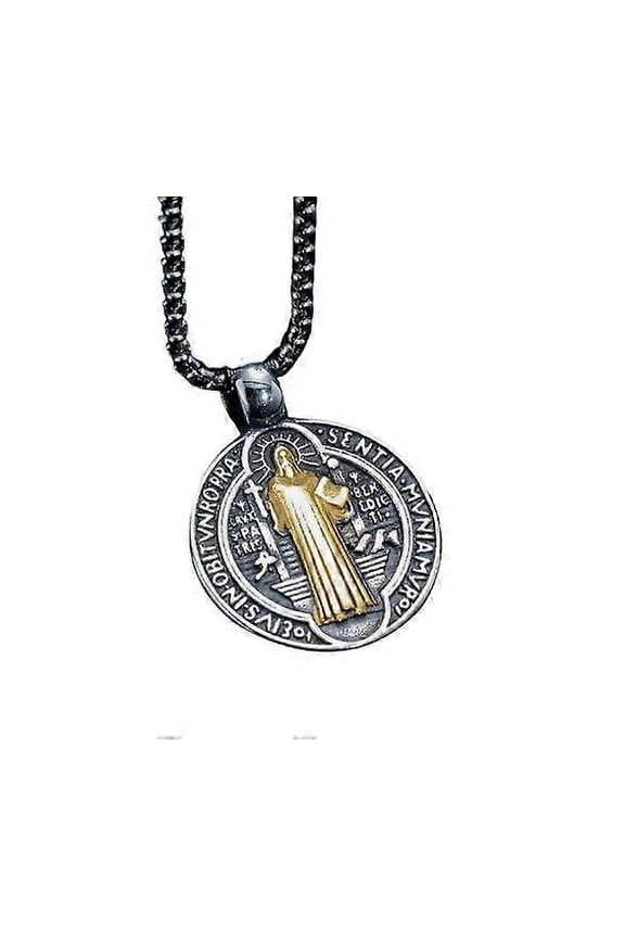 Necklace Saint St Benedict Medal Necklace Pendant Stainless Steel Crucifix Cross Exorcism