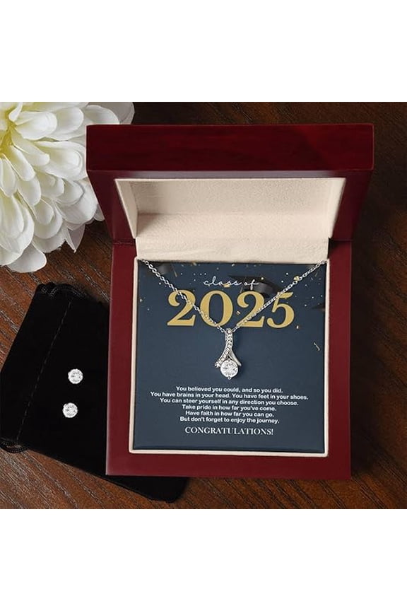 Necklace Set Collection for Daughter, Graduation Present Ideas for Class of 2025 University College High School, Graduation Jewelry Gift Ideas for GrandDaughter Graduation Gift Necklace with LED Box