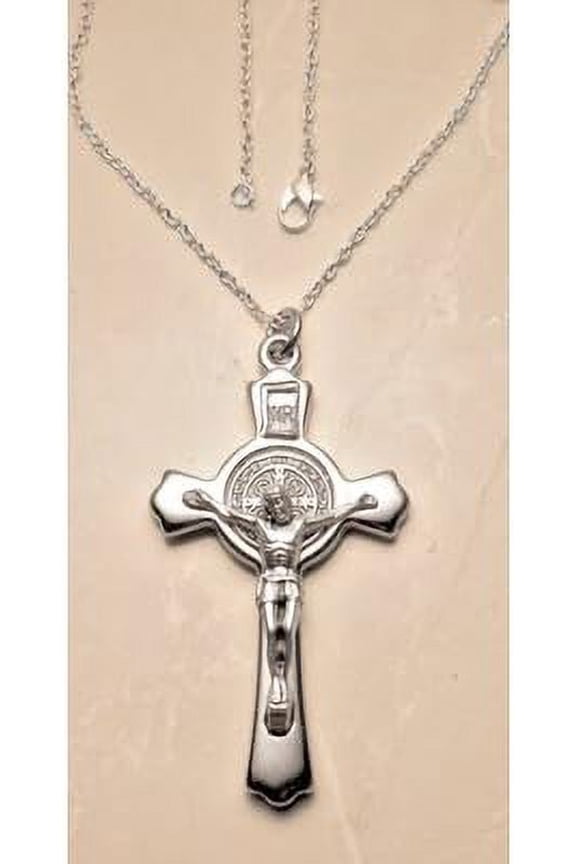 Necklace Silver Linked Chain St Benedict Cx 3"