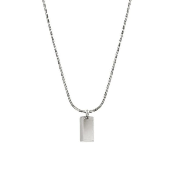 Necklace Stainless Steel Necklaces Silver Golden Cube Brick Pendant. X9H9