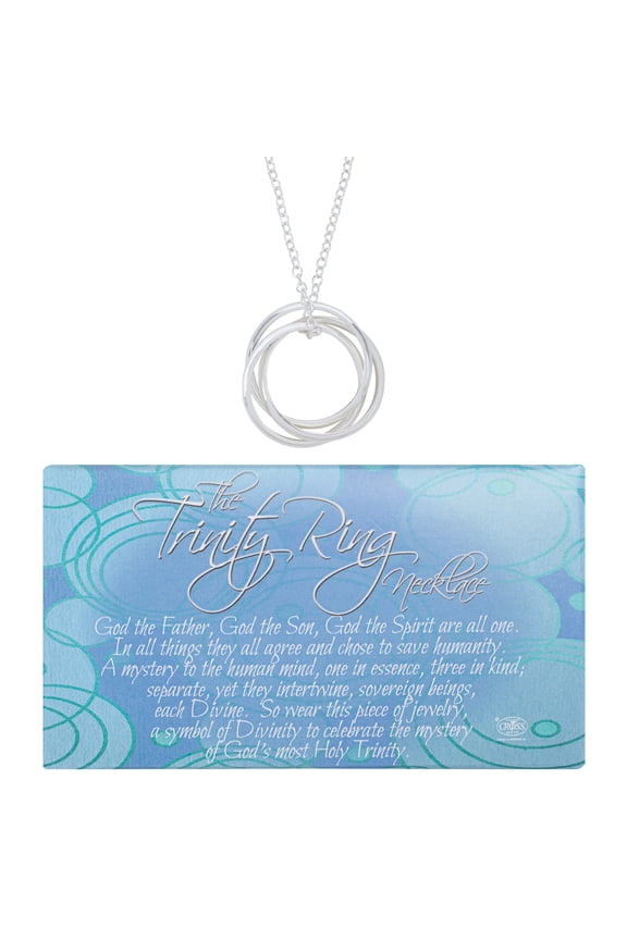 Trinity Ring Triple Interlocking Mobius Ring 18 Inch Pendant Necklace with Presentation Gift Box
