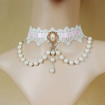 Necklace White Pearl Lace Collar