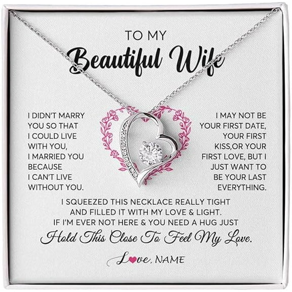 Necklace for Wife from Future Husband with Message Card and Gift Box, Anniversary for Wife, Zircon Jewelry, Forever Love Heart Necklace, Birthday Gift for Wife