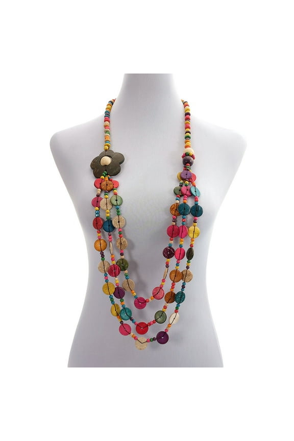 Necklace Women Bead Chunky Necklaces Jewelry Wooden Wood Colorful Beaded African Shell Bohemia Beads Statement Bohemian