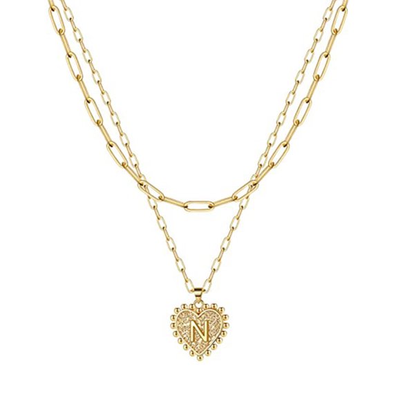 Necklace For Women Double Paperclip Chain 26 Love Letters Gold Necklace Women Necklace Jewelry Necklace Cute Choker Necklaces for Women Simple Jewelry for Women Gifts