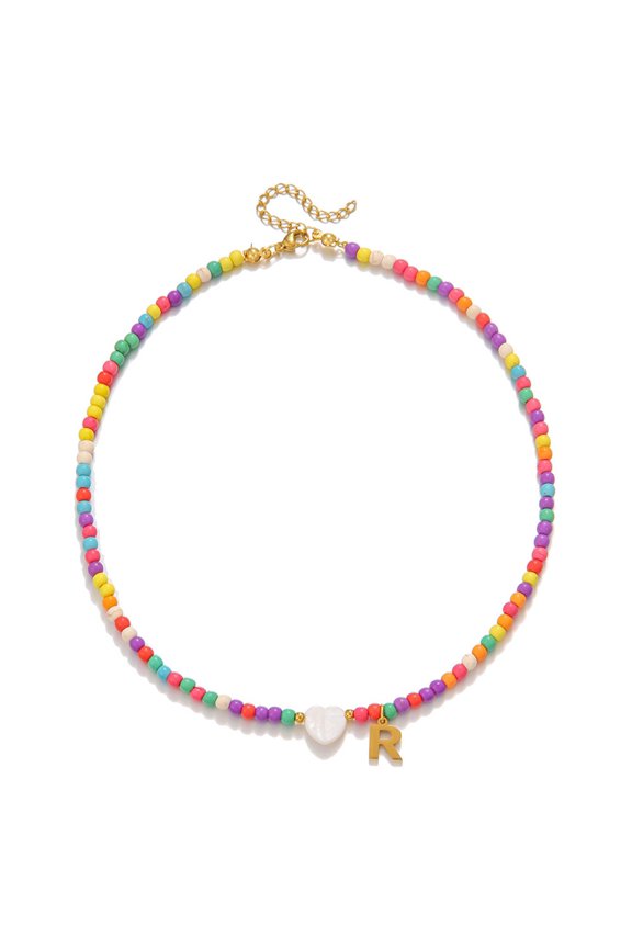 Necklace For Women Initial Heart Necklace Letter Necklace Beaded Necklace Valentine'S Day Gift Letter Necklace Lover'S Friend Necklace Necklace for Women Necklace Jewelry for Everyday Wear Simple Tre