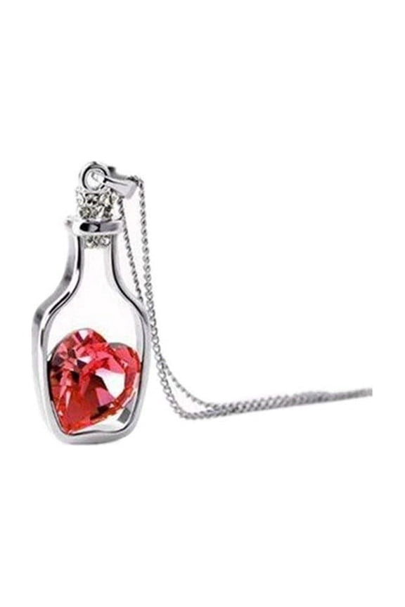 Necklace For Women Women Fashion Popular Crystal Necklace Love Drift Bottles Hot Necklace for Women Charm Necklace Adjustable Glitter Bling Chain Necklace Jewelry Birthday Christmas Gifts for Mom
