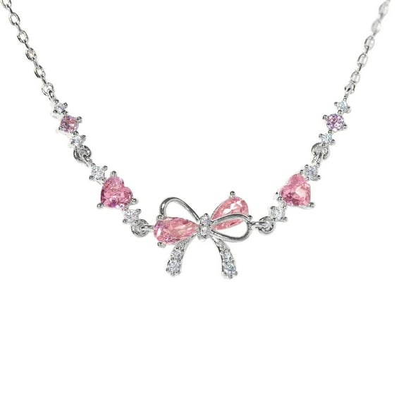 Necklace for Women Women'S Jewelry Bow Zircon Necklace Adjustable Bow Beaded Chain Necklace Gold And Silver Friendship Necklace Women Fashion Necklace Necklace For All Women