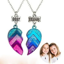Necklace for 2-Matching Heart Best Friends Forever Rainbow Pendant Friendship Necklace Gifts for Best Friend Necklaces