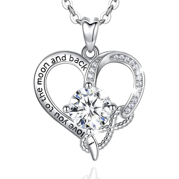 Necklace for Girlfriend Sterling Silver Infinity Heart Jewelry Gifts for Women Mom Mother Bride Daughter I Love You to the Moon and Back