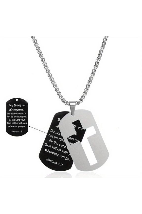 Necklace for Men Bible Verse Cross Pendant Inspirational Christian Jewelry Meaningful Religious Gift for Men