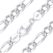 NECKLACES BY ERIK RAYO Necklace for Men Women Kids Real Solid 925 Sterling Silver Italian Figaro Diamond Cut Chain Plata