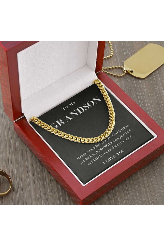 Necklace for My Grandson - Best Christmas Gift from Grandpa or Grandma, Meaningful Message Card Inside, Graduation Present