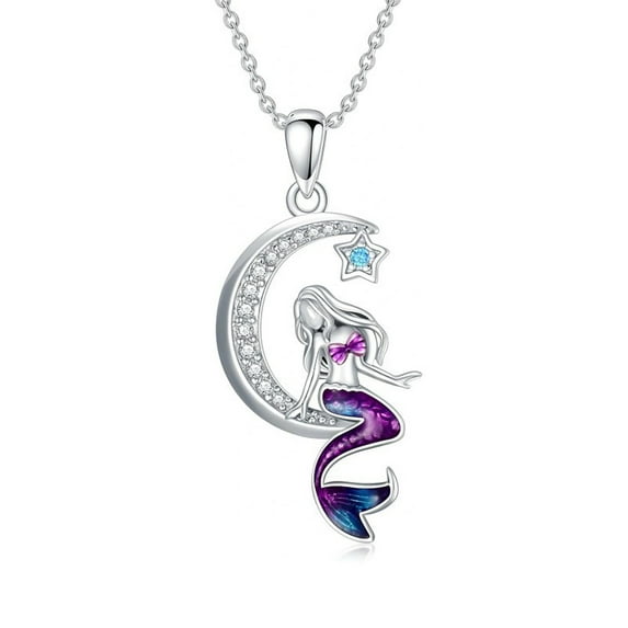 Necklace for Women,Mermaid Moon Stars Pendant Necklace ,Fine Jewelry Gifts