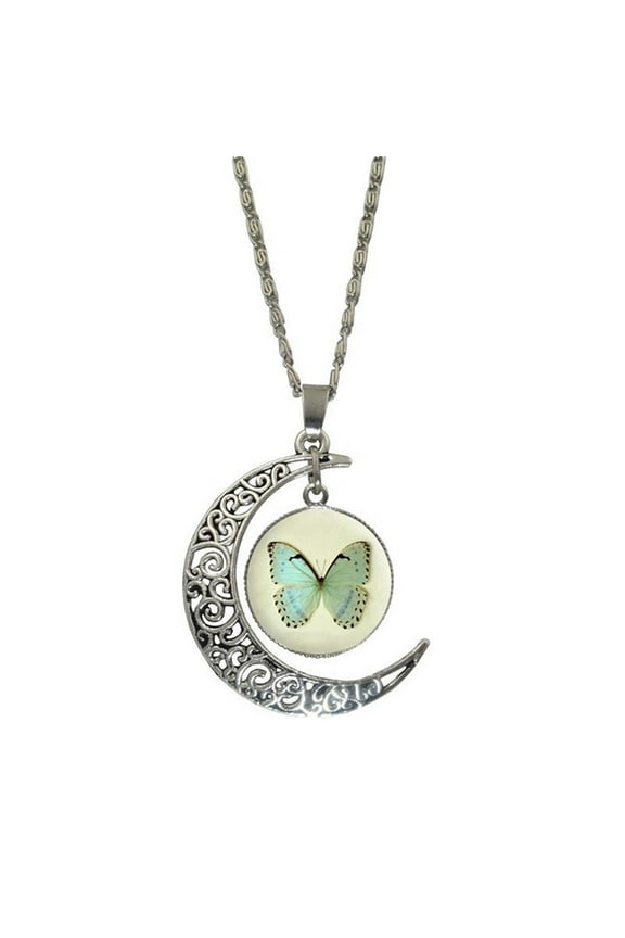 Necklace for Women, Opal Crystal Star Light Pendant Necklace, Alloy Crescent Moon Jewelry Gift for Her Birthday Valentine's Day