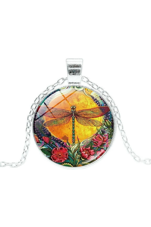 Necklace for Women Vintage Dragon-fly Time G-em Pendant Necklace Vintage Sweater Chain Gift for Women