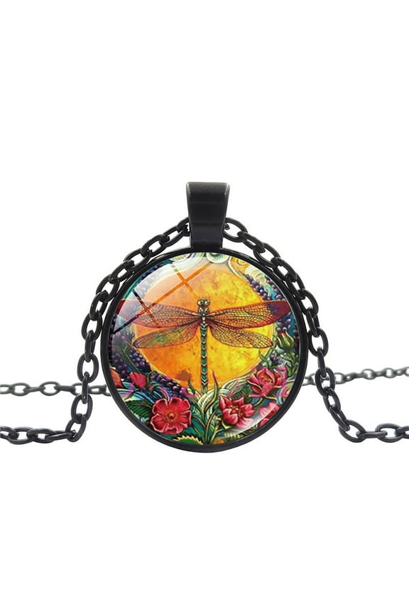 Necklace for Women Vintage Dragon-fly Time G-em Pendant Necklace Vintage Sweater Chain Gift for Women