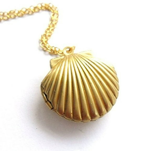 Necklace for Women Women'S Jewelry Seashell Locket Pendant Gold Locket Gold Brass Sea Shell Necklace