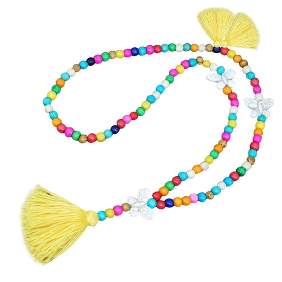 Necklace for Women Women Tassel Wooden Beads Necklace Pendant Bohemian Chain Jewelry Accessory Gift for Women