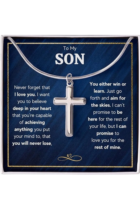 Necklace for my son ,To My Son From Mom and Dad, Mother and Son Necklace, Birthday Gift For Graduation, Christmas Faith Cross Necklace Present